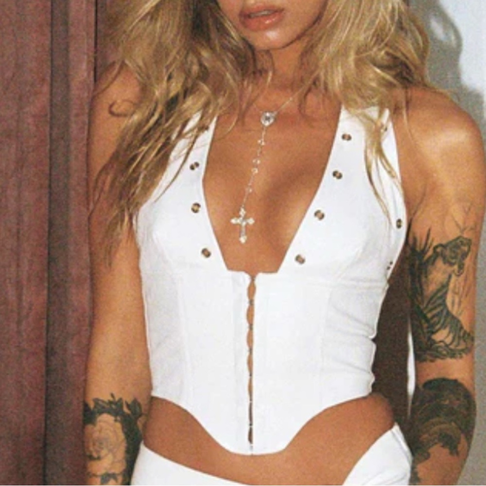 Princess Polly White Studded Top